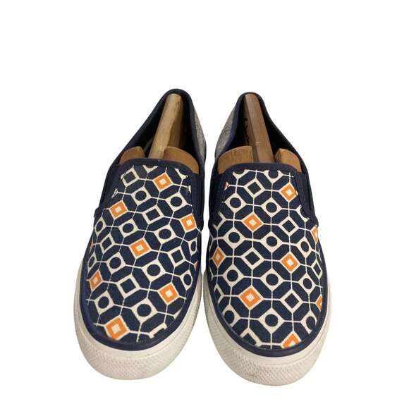 Sperry Women  Size 5 Navy Geometric Pattern Canvas Casual Slip-On Shoes - Picture 2 of 8
